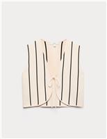Tie Front Striped Cropped Knitted Waistcoat