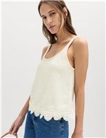 Cotton Blend Lace Detail Cropped Knitted Vest