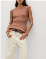 Ribbed Ruffle Peplum Knitted Top