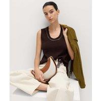 M&S Cotton Rich Chain Trim Knitted Vest Raisin