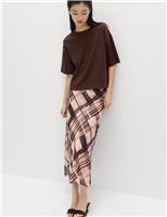 M&S Chiffon Checked Midaxi Slip Skirt Black Mix