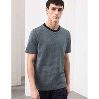 Autograph Pure Cotton Jacquard T-Shirt Dark Navy