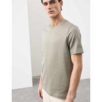 Autograph Pure Cotton Jacquard T-Shirt Dark Olive