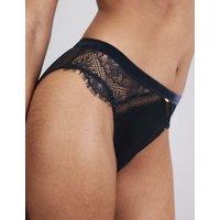 Rosie Silk & Lace High Leg Knickers Navy