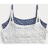M&S 2 Pack Cotton with Stretch Floral Crop Tops (7-16 Yrs) Navy Mix