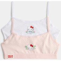 M&S 2 Pack Cotton Rich Hello Kitty Crop Tops (7-16 Yrs) Pink Mix