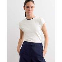 JAEGER Pure Cotton Jersey T-Shirt Ivory Mix
