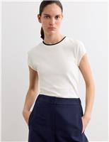 JAEGER Pure Cotton Jersey T-Shirt Ivory Mix