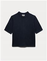 Pure Merino Wool Pointelle Knitted T-Shirt