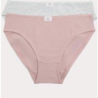 M&S 2 Pack Cotton with Stretch Heart Knickers (7-16 Yrs) Pink Mix