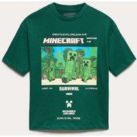 M&S Pure Cotton Minecraft Graphic T-Shirt (6-16 Yrs) Green