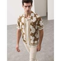 Autograph Floral Short Sleeve Shirt Khaki Mix