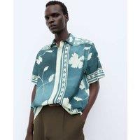 Autograph Floral Short Sleeve Shirt Blue Mix