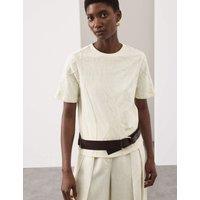 Autograph Pure Cotton Embroidered T-Shirt Cream