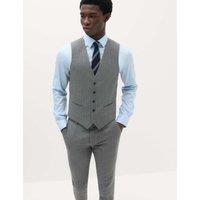 M&S Pin Stripe Stretch Suit Waistcoat Dark Grey