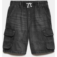 M&S Pure Cotton Denim Cargo Shorts (6-16 Yrs) Black