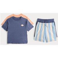 M&S 2 Pack Cotton Rich Top & Bottom Outifts (2-8 Yrs) Blue Mix