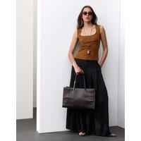 Autograph Lyocell Rich Scoop Neck Fitted Vest Chestnut