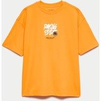 M&S Pure Cotton Racing Spirit Graphic T-Shirt (6-16 Yrs) Orange
