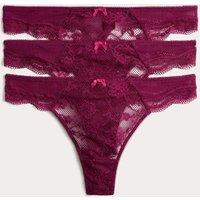 M&S 3pk Jasmine Lace Thongs Dark Raspberry