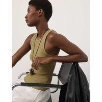 Autograph Cotton Rich Sparkly Waffle Tank Top Moss