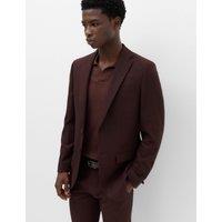 M&S Slim Fit Twill Suit Jacket Bordeaux