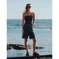 M&S Floral Broderie Bandeau Swimsuit Black