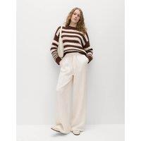 M&S Lyocell Rich Drawstring Wide Leg Trousers Ecru