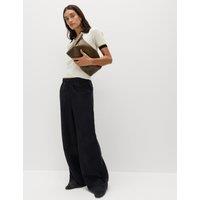 M&S Lyocell Rich Drawstring Wide Leg Trousers Black