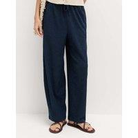 M&S Jersey Textured Carrot Leg Ankle Grazer Trousers Navy