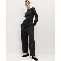 M&S Jersey Textured Carrot Leg Ankle Grazer Trousers Black