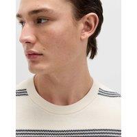 M&S Pure Cotton Striped Textured Jumper Ecru Mix