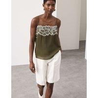 Autograph Floral Embroidered Cami Top Moss