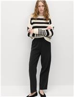 M&S Pull On Elasticated Waist Straight Leg Trousers Black