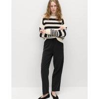 M&S Pull On Elasticated Waist Straight Leg Trousers Black
