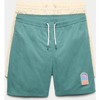 M&S 2 Pack Swim Shorts (6-16 Yrs) Green Mix