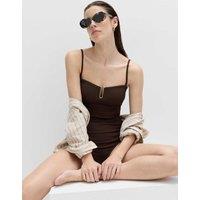 M&S U-Notch Textured Bandeau Swimsuit Peat