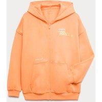 M&S Cotton Rich Zip Through Wave Graphic Hoodie (6-16 Yrs) Orange