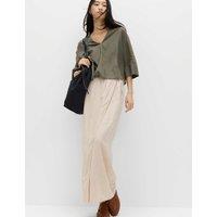 M&S Linen Rich Maxi Wrap Skirt Oatmeal