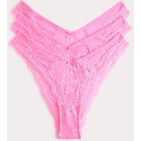 M&S 3pk Jasmine Lace Miami Knickers Pink Shimmer