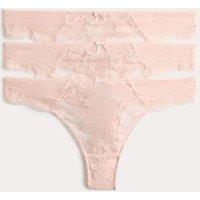 M&S 3pk Jasmine Lace Thongs Soft Coral