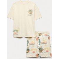 M&S 2 Piece Pure Cotton Uluwatu Short Outfit (6-16 Yrs) Ecru