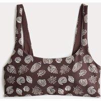 M&S Printed Scoop Neck Bikini Top Brown Mix