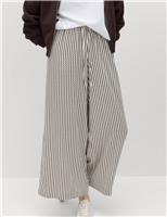 M&S Printed Pull On Wide Leg Culottes Brown Mix