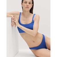 M&S Ribbed High Leg Bikini Bottoms Cobalt