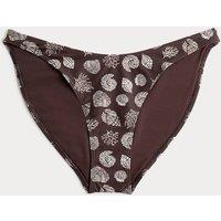 M&S Printed High Leg Bikini Bottoms Brown Mix
