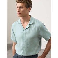 Autograph Linen Blend Short Sleeve Shirt Light Mint