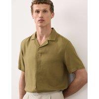 Autograph Linen Blend Short Sleeve Shirt Khaki