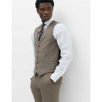 M&S Regular Fit Striped Waistcoat Brown