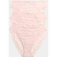 M&S 3pk Jasmine Lace High Waisted High Leg Knickers Soft Coral